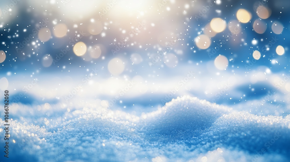 A serene winter landscape with falling snowflakes creating a dreamy atmosphere in a snow-covered field during a sunny day A serene winter landscape with falling snowflakes creating a dreamy atmosphere in a snow-covered field during a sunny day