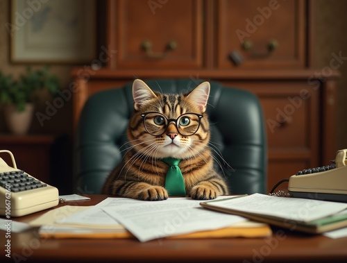 Business as usual. A cat in a suit, ready to tackle the day s tasks.