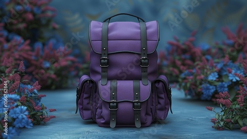 A simple purple backpack design featuring minimalist features and modern aesthetics, perfect for casual or school use. AI generative photo