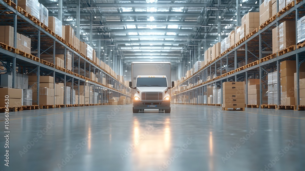 Obraz premium Efficient transport solutions how delivery trucks optimize warehouse operations
