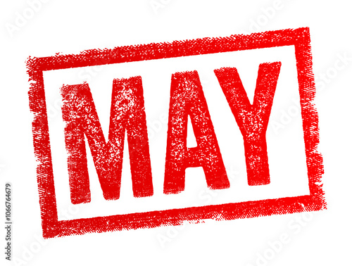 May is the fifth month of the year in the Julian and Gregorian calendars, text concept stamp