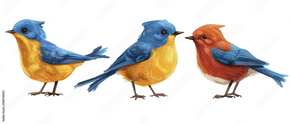 Cute Cartoon Birds: Perfect for Spring Themes Cute Cartoon Birds: Perfect for Spring Themes