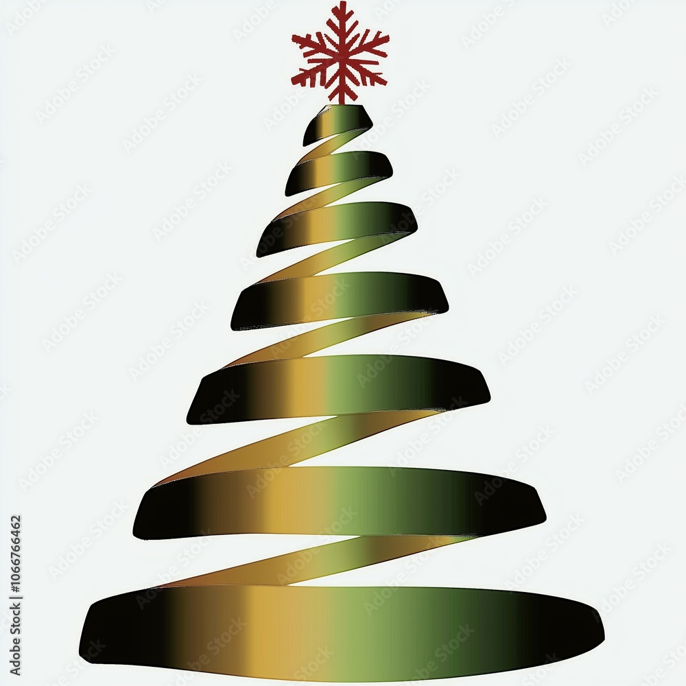 Decorative spiral Christmas tree design with a red star on top, perfect for holiday celebrations and seasonal decorations Decorative spiral Christmas tree design with a red star on top, perfect for holiday celebrations and seasonal decorations