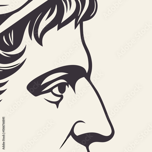 Roman Emperor Profile: A Detailed Black and White Illustration