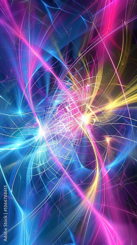 Dynamic light trails swirl in vibrant neon colors, creating an energetic abstract design against a dark background, captured with low-key lighting techniques Dynamic light trails swirl in vibrant neon colors, creating an energetic abstract design against a dark background, captured with low-key lighting techniques