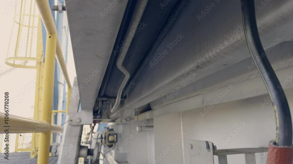 An industrial hydraulic piston in motion An industrial hydraulic piston in motion
