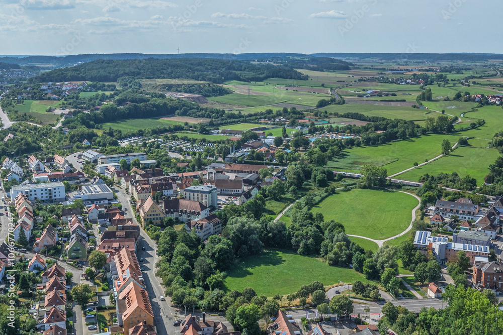 Fototapeta premium Ausblick auf Ansbach, Bezirkshauptstadt MIttelfrankens in Bayern