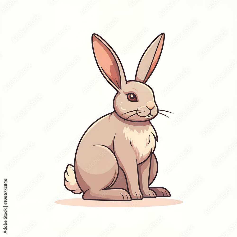 Obraz premium Cute Beige Rabbit Illustration