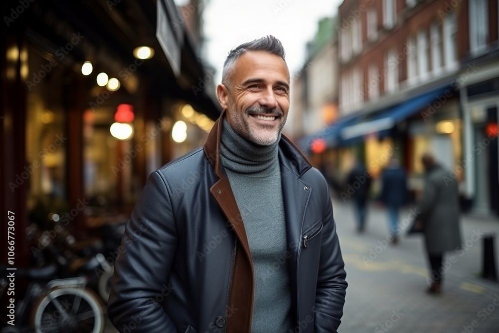 Portrait of a handsome middle-aged man in the city. Portrait of a handsome middle-aged man in the city.