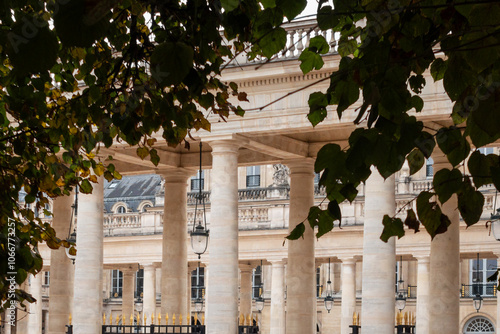Photos View of the courtyard of the Palais Royal in Paris from its garden