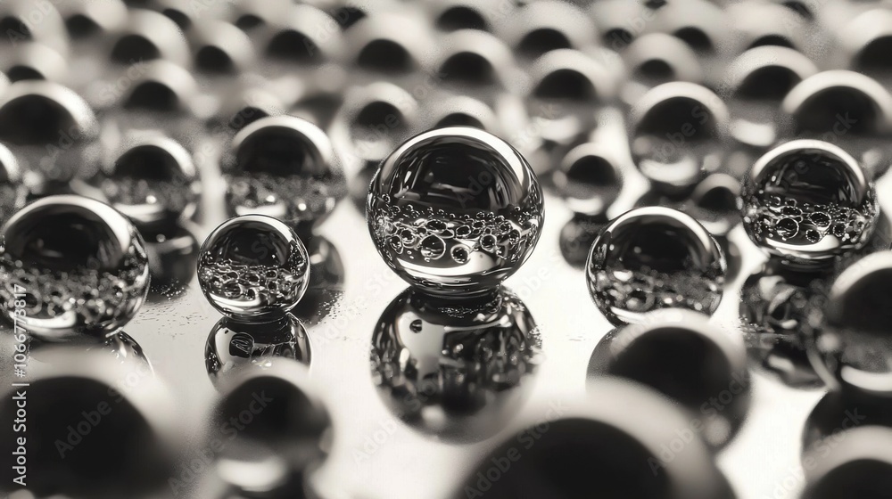 High-Resolution Close-Up of a Mercury Droplet on a Table Surface: Capturing the Fluid Dynamics and Reflective Properties of Mercury Against a Minimalist Background High-Resolution Close-Up of a Mercury Droplet on a Table Surface: Capturing the Fluid Dynamics and Reflective Properties of Mercury Against a Minimalist Background