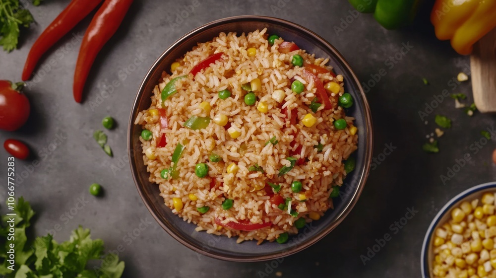 Colorful Vegetable Rice Dish in a Bowl Colorful Vegetable Rice Dish in a Bowl