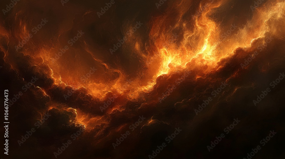 Dramatic Fiery Sky Overcast with Dark Clouds Dramatic Fiery Sky Overcast with Dark Clouds