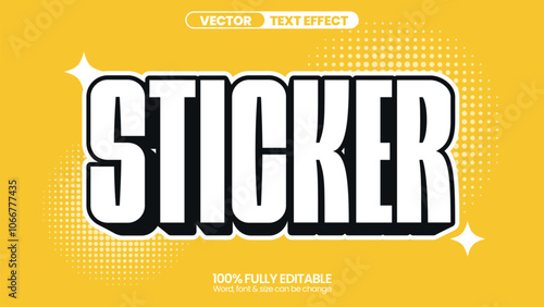 Sticker Retro Vector Text Effect