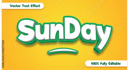 Sunday 3d Modern Vector Text Effect