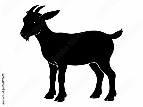 Vector Nigerian dwarf goat silhouette black illustration on a white background