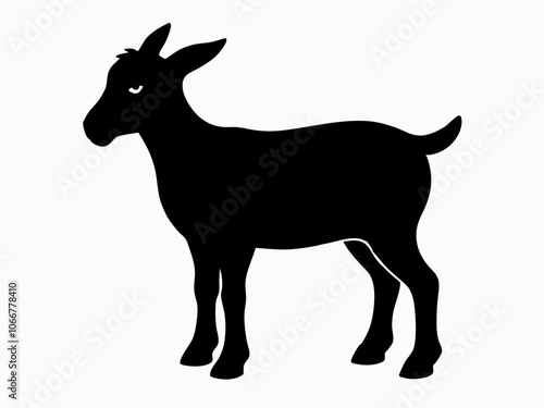 Vector Nigerian dwarf goat silhouette black illustration on a white background