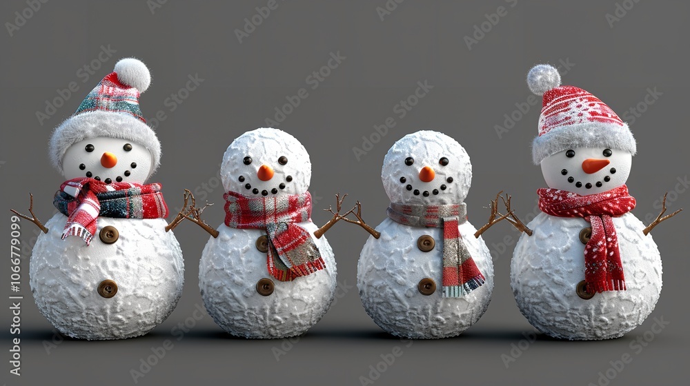 Set of Snowman, Christmas, and New Year Decoration Isolated Set of Snowman, Christmas, and New Year Decoration Isolated