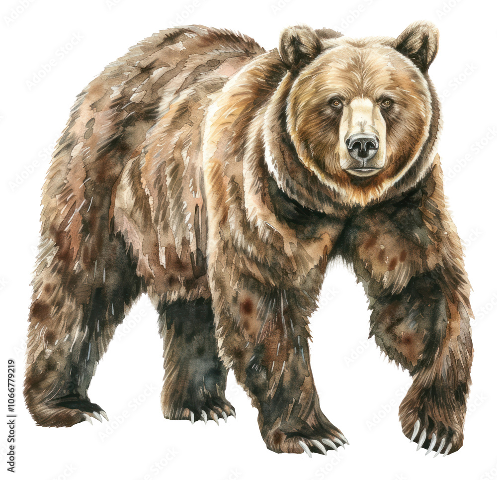 Fototapeta premium PNG An isolated Grizzly bear illustration realistic wildlife.