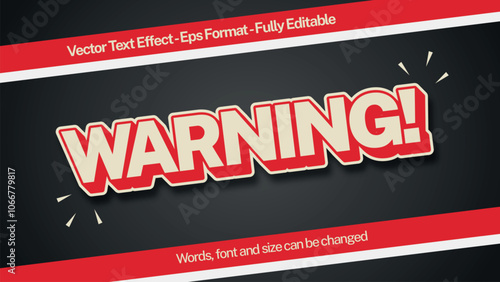 Red Warning 3d Text Style Effect