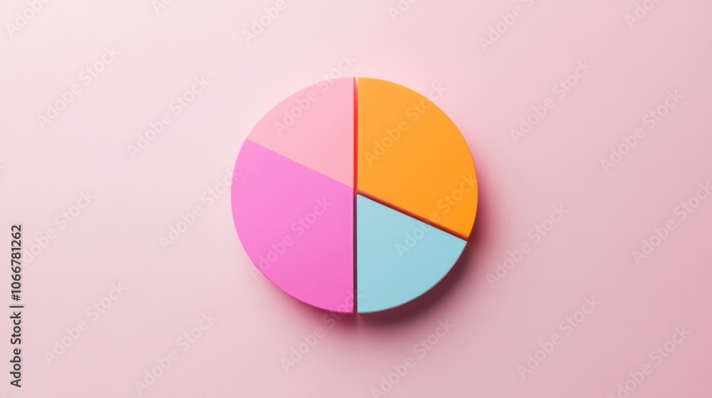 Colorful Pie Chart on Pastel Background Colorful Pie Chart on Pastel Background