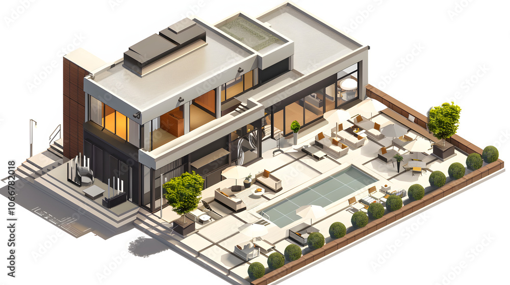 Business Hotel design 3D isometric Business Hotel design 3D isometric