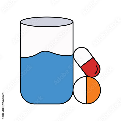 pills color line icon with white background vector stock illustration