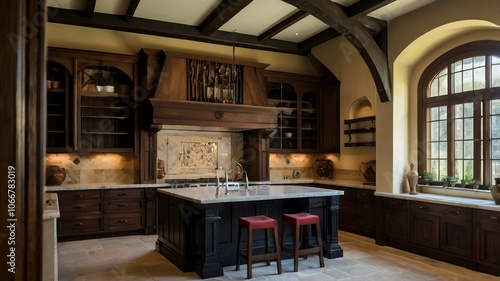 interior design tudor style of a kitchen