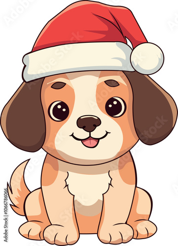 Nice dog with Christmas hat