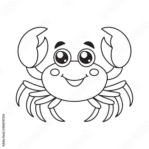 Cute crab cartoon coloring page illustration vector. For kids coloring book.