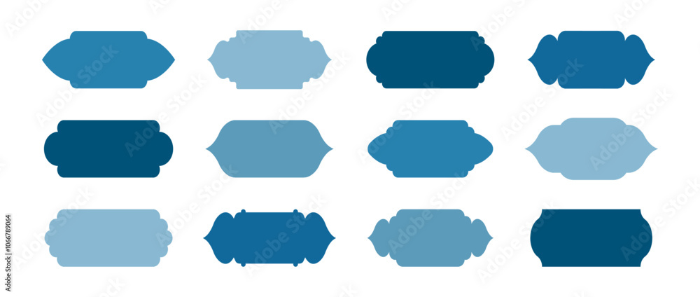 Islamic mosque shapes. Muslim doors, gates and windows. Ramadan kareem frames. Set of blue arabic borders. Vector illustration isolated on white background. Islamic mosque shapes. Muslim doors, gates and windows. Ramadan kareem frames. Set of blue arabic borders. Vector illustration isolated on white background.