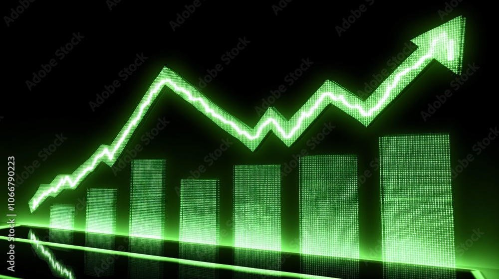 Digital chart showing economic growth projections on a tablet, symbolizing future financial planning with side empty space for text Digital chart showing economic growth projections on a tablet, symbolizing future financial planning with side empty space for text