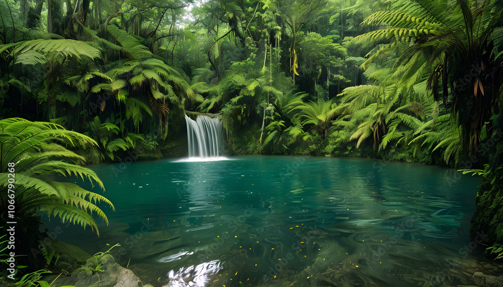 Fototapeta premium Emerald Pool Waterfall Tranquility 