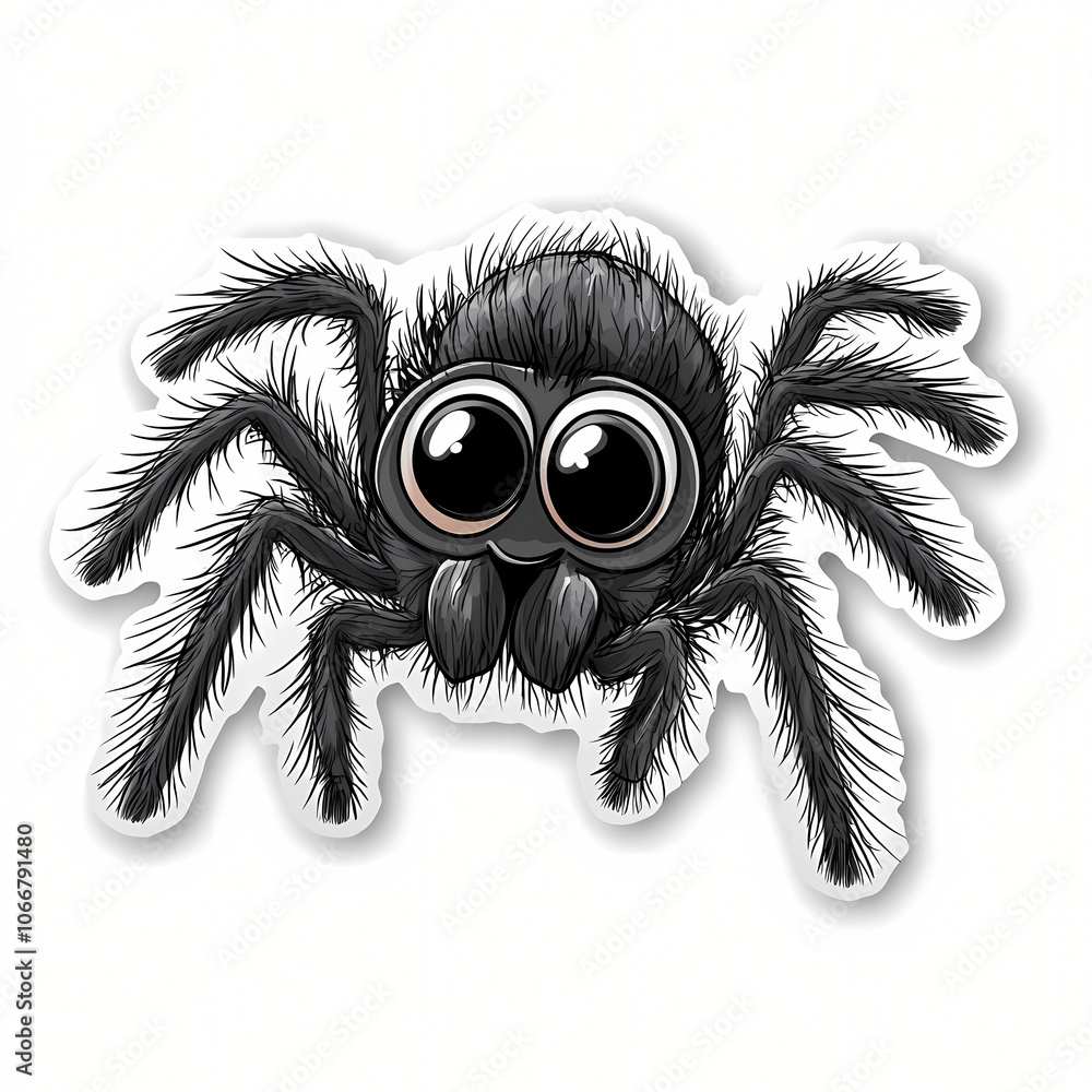 Cute Cartoon Tarantula Sticker Illustration Cute Cartoon Tarantula Sticker Illustration