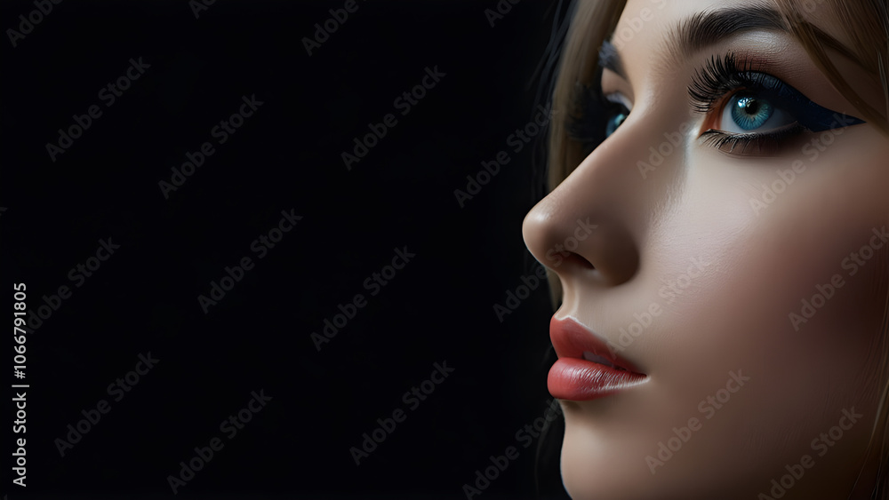 Close-up portrait of beautiful young woman with professional make-up Close-up portrait of beautiful young woman with professional make-up