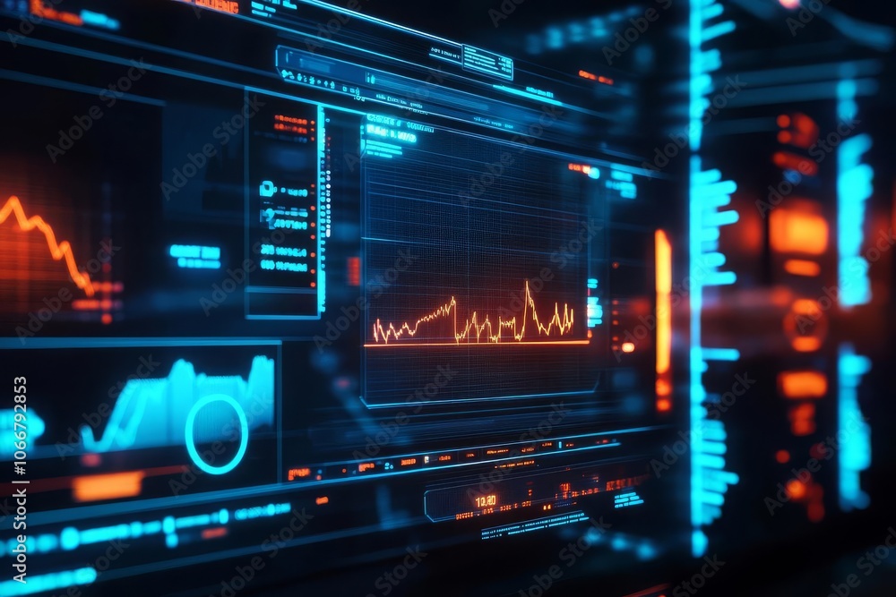 Investor analyzing gold value on virtual screen, bright neon blue highlights, deep financial atmosphere Investor analyzing gold value on virtual screen, bright neon blue highlights, deep financial atmosphere