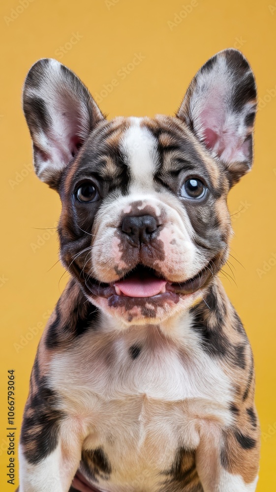 French Bulldog Puppy with Alert Expression, Close-Up Portrait French Bulldog Puppy with Alert Expression, Close-Up Portrait