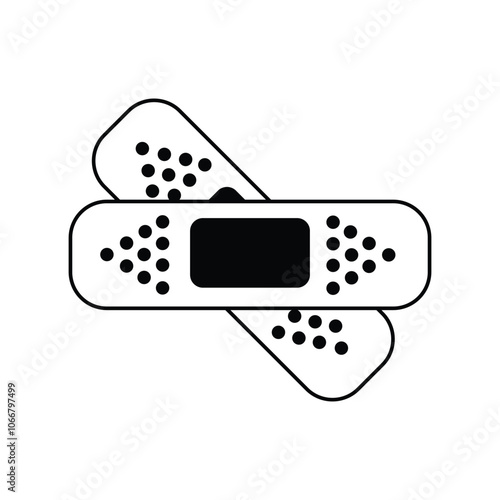 band aid glyph icon with white background vector stock illustration