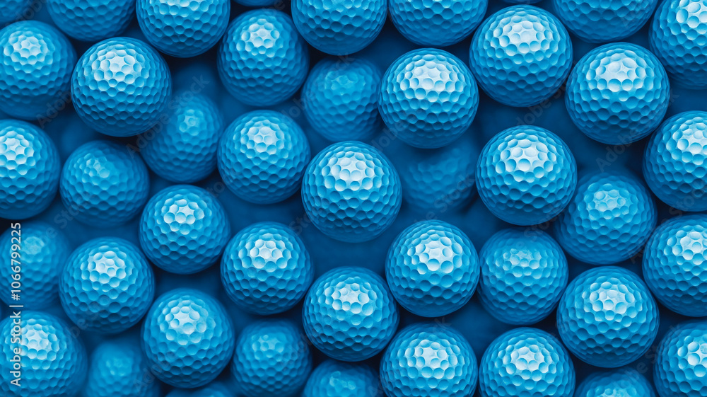 Bright blue golf balls arranged in a striking pattern on a smooth surface for a vibrant display Bright blue golf balls arranged in a striking pattern on a smooth surface for a vibrant display