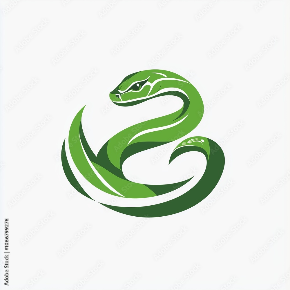 Fototapeta premium Logo in the form of a green snake on a white background