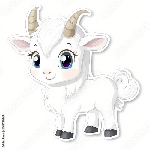 Cute 3D Cartoon Goat Illustration Sticker