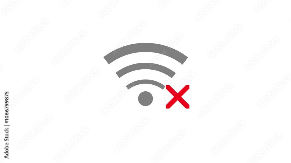 No Wifi Icon Animation Isolated . Wi-Fi no signal indicator, animation on a white background. No Wifi Icon Animation Isolated . Wi-Fi no signal indicator, animation on a white background.