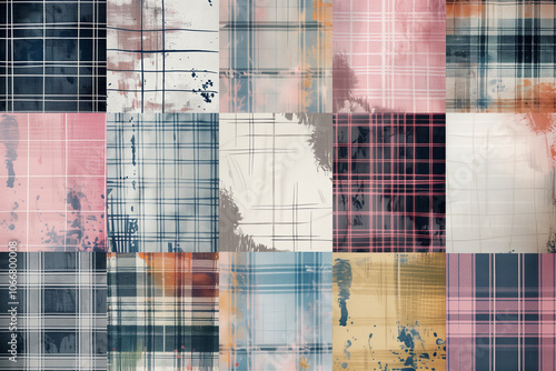 Patchwork plaid with mixed pastel shades and textures for a playful, eclectic look.