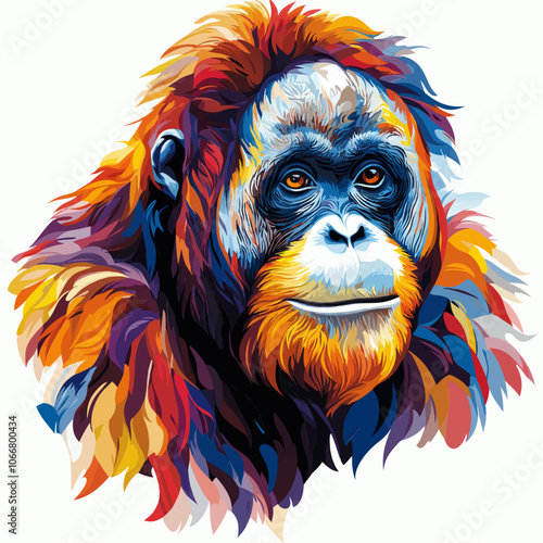 Orangutan Illustration Animal Conservation Save Orangutan Wildlife Protect Endangered Species Forest Habitat Borneo Sumatra Primates in Vector