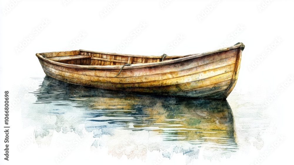 A serene wooden boat gracefully floating on calm water, reflecting its rustic charm and elegance in a tranquil setting. A serene wooden boat gracefully floating on calm water, reflecting its rustic charm and elegance in a tranquil setting.