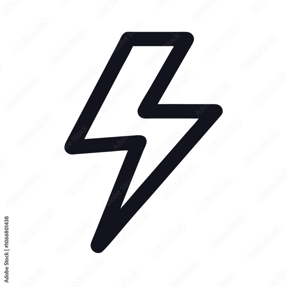 Bold Lightning Bolt Outline Icon, Black outline of a lightning bolt, symbolizing power, energy, and electricity, suitable for digital, weather, and high-speed themes.
Bold Lightning Bolt Outline Icon, Black outline of a lightning bolt, symbolizing power, energy, and electricity, suitable for digital, weather, and high-speed themes.