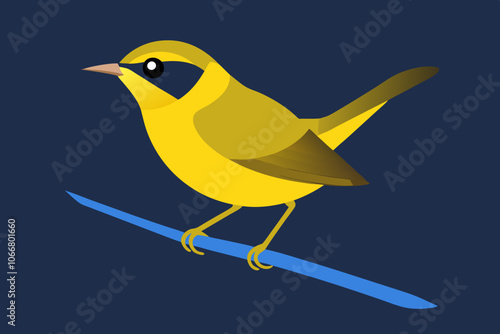 female common yellow throat Geothlypis trichas vector illustration