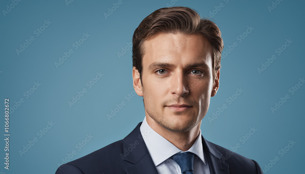 Portrait homme d'affaires souriant commercial travail business fond uni bleu professionnel. Portrait homme d'affaires souriant commercial travail business fond uni bleu professionnel.