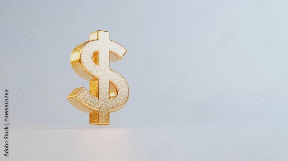 Shiny Gold Dollar Symbol on Minimalist Light Background for Financial Themes. Shiny Gold Dollar Symbol on Minimalist Light Background for Financial Themes.