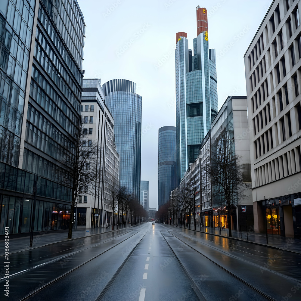 Obraz premium Skyscrapers, modern glass and steel architecture